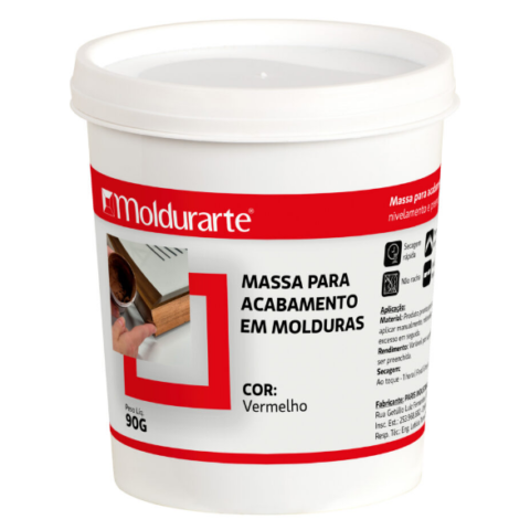 Massa para Acabamento em Moldura Vermelho 90g - Casa Castro | Secagem Rápida, Sem Retração
