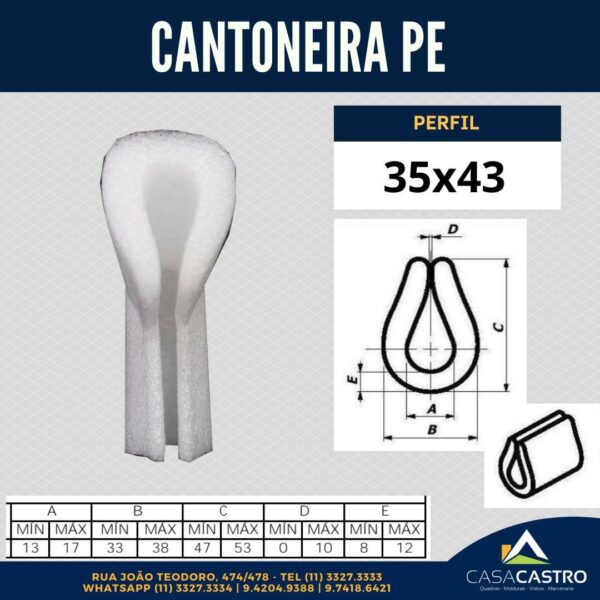 CANTONEIRA P/ QUADRO PE U 35X43 MM (40 PÇS)