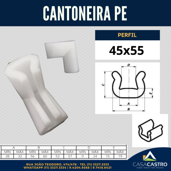CANTONEIRA P/ QUADRO PE U 45X55 MM (40 PÇS)