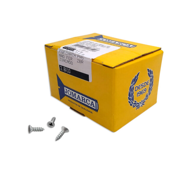 PARAFUSO PHILLIPS 2,8 X 10MM BICROMATIZADO CAIXA C/1000 UNIDADES.