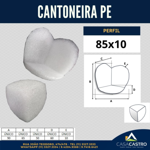 Cantoneira para Quadro PE 3 Pontas 85x10 mm (20 peças) - Casa Castro