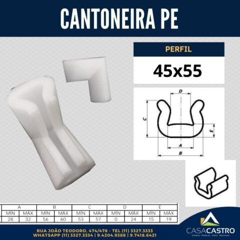 Cantoneira para Quadro PE em U 45x55 mm (40 Peças) | Casa Castro - Proteção Reutilizável