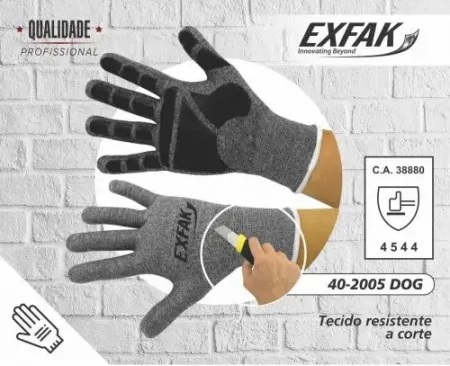 Luva Resistente a Corte 40-2005 DOG Proteção Anticorte Profissional para Moldureiros