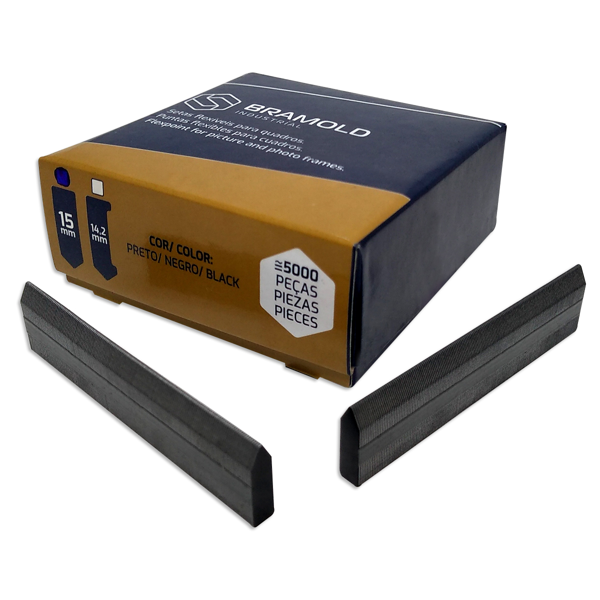 grampo flexpontas - Grampo Bramold Flexpontas Preto FR Caixa 5000 Unidades | Fixador para Molduras - Imagem 2